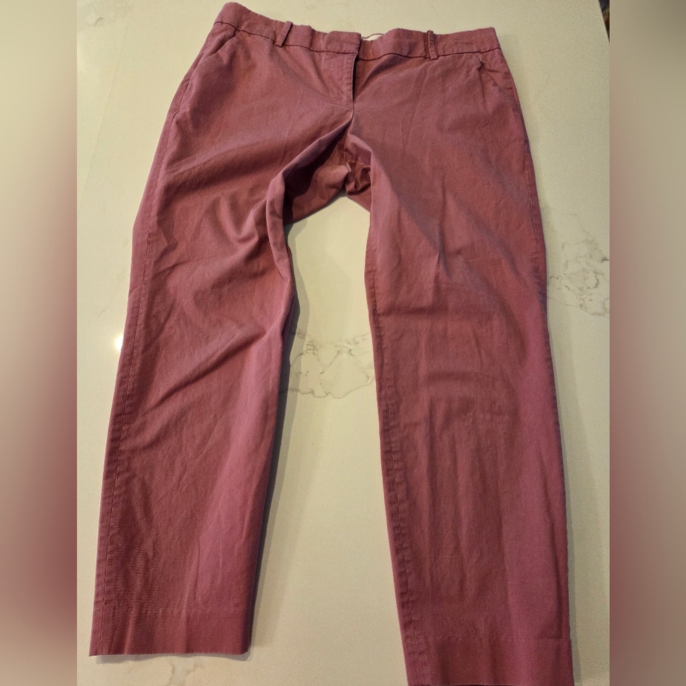 J Crew Dusty Pink Cotton Spandex Blend Crop Trousers